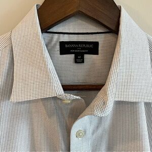 Banana Republic Men’s Blue Check Non Iron Slim Fit Long Sleeve M